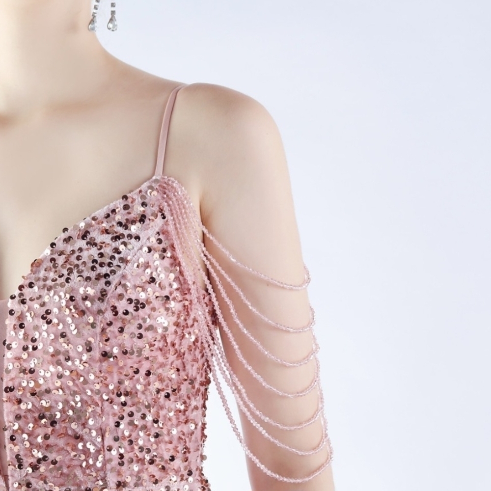 Elegant Sleeveless Sequin Wedding Dress - Picture 10 of 15